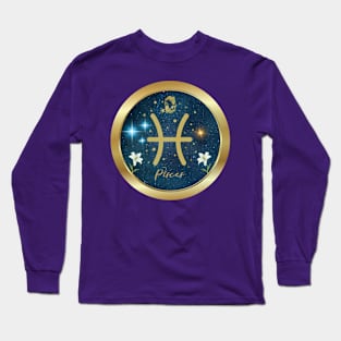 Beautiful Pisces Zodiac sign  Golden Band and flowers Long Sleeve T-Shirt